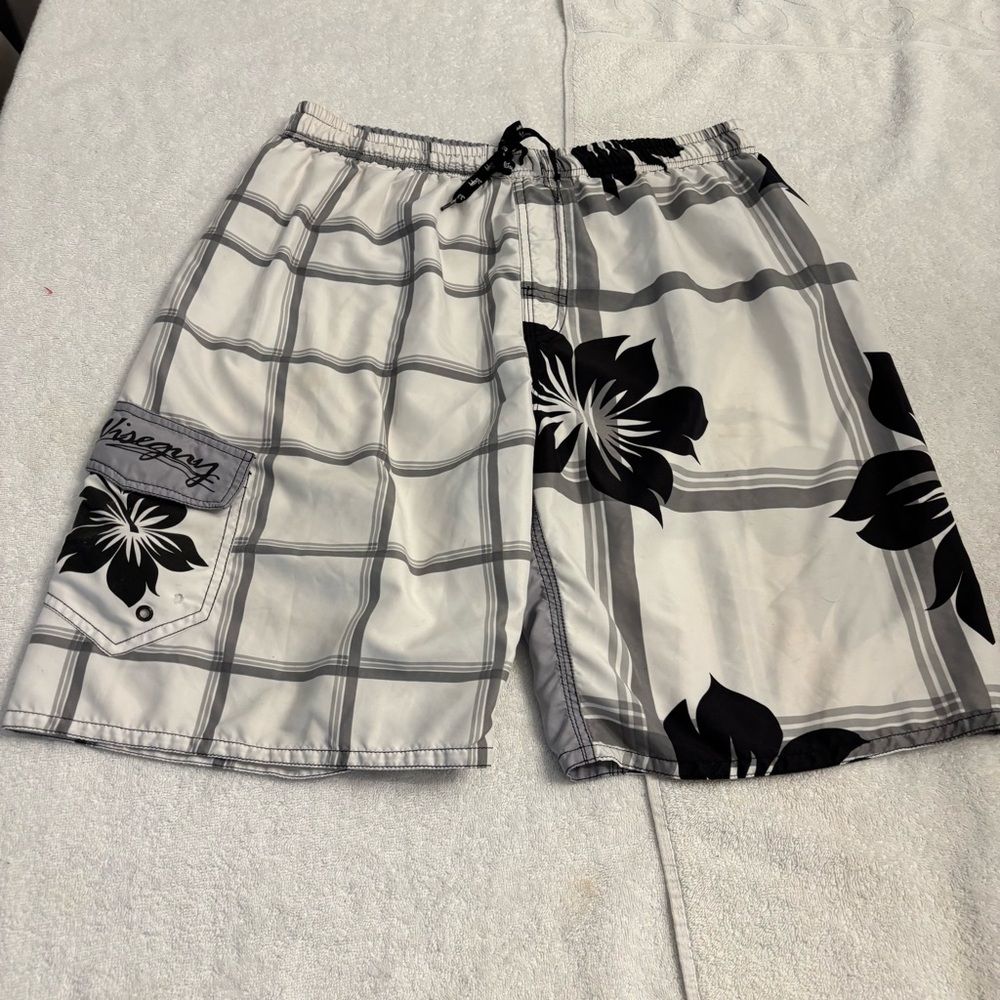 Black and Gray Board Shorts for Swim